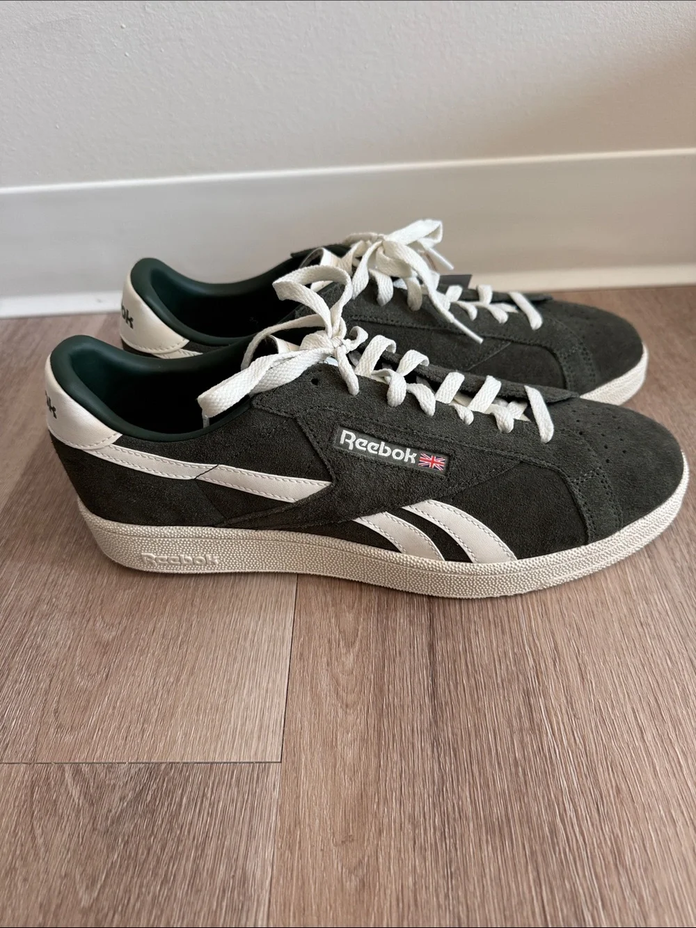 Reebok Men’s Suede Sneakers in Dark Green with White Accents
